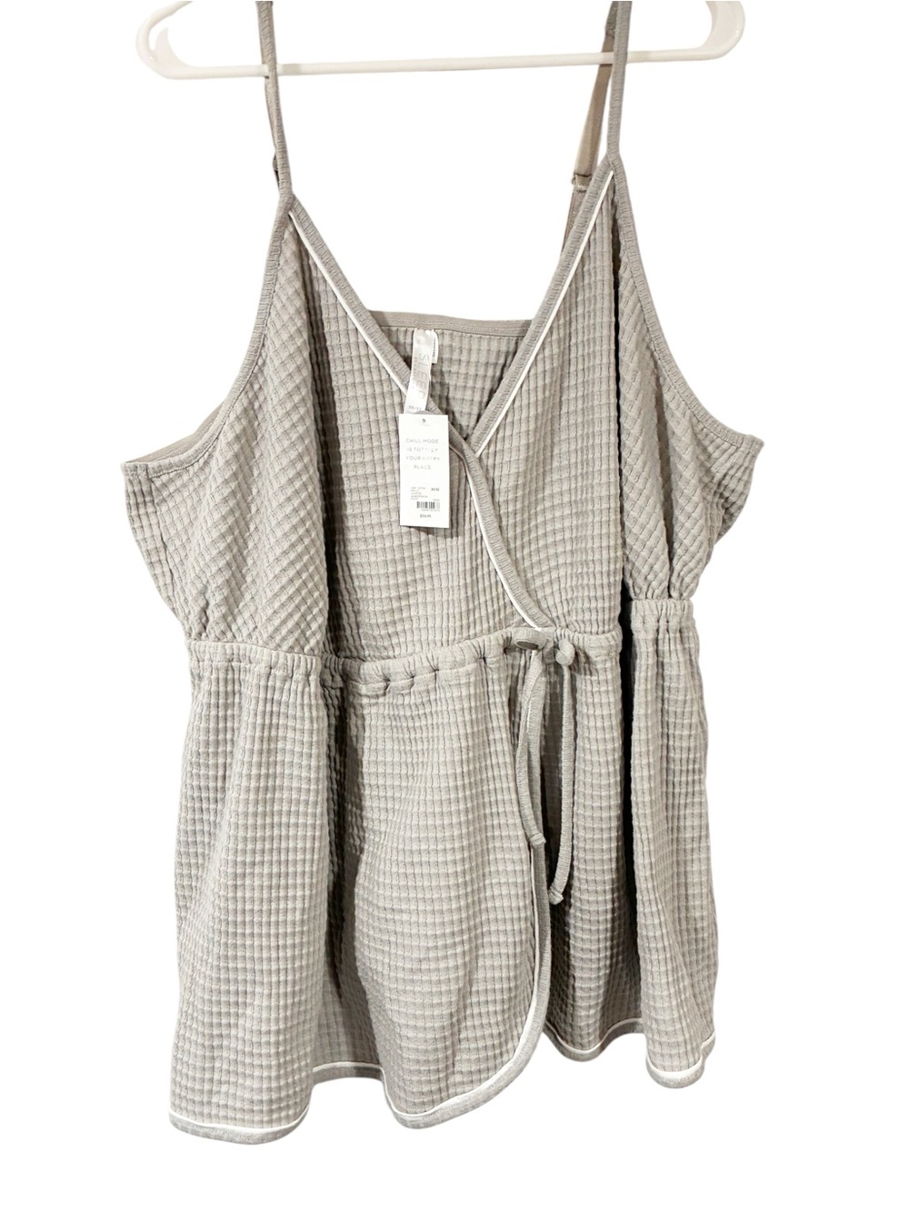 Cacique Waffle Knit Ribbed Sleep Pajama Top Grey Plus Size 30/32 NEW
